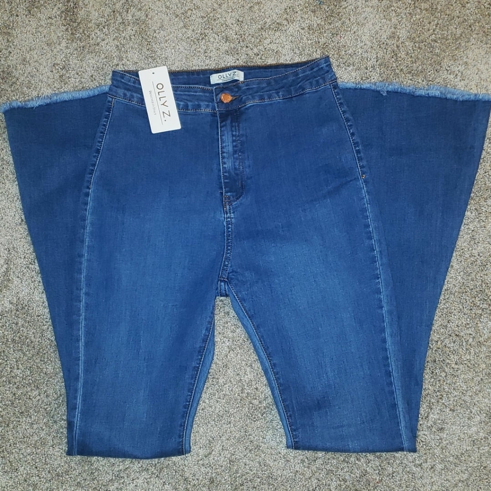 High Waisted Raw Hem Flare Jeans